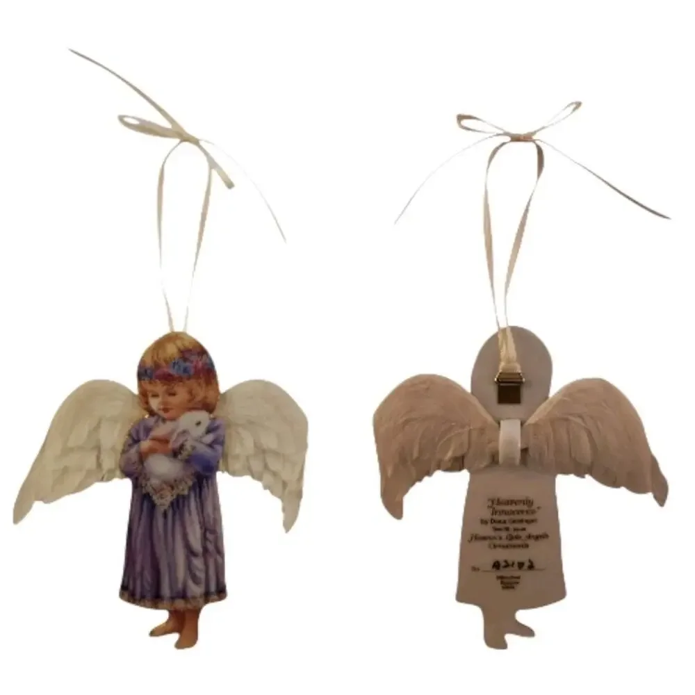 Heavens Little Angels Garden Satin Wing Dona Gelsinger Porcelain Ornaments Set-3